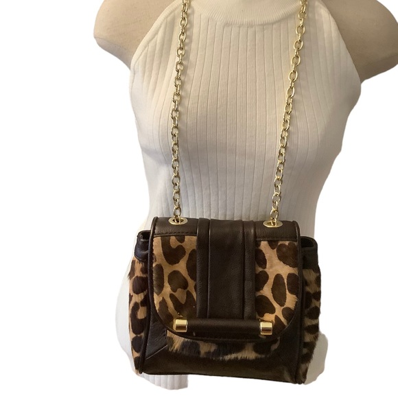 HYPO ALL LEATHER AND CALF HAIR HANDBAG WITH GOLD CHAIN. CROSSBODY - Picture 1 of 13